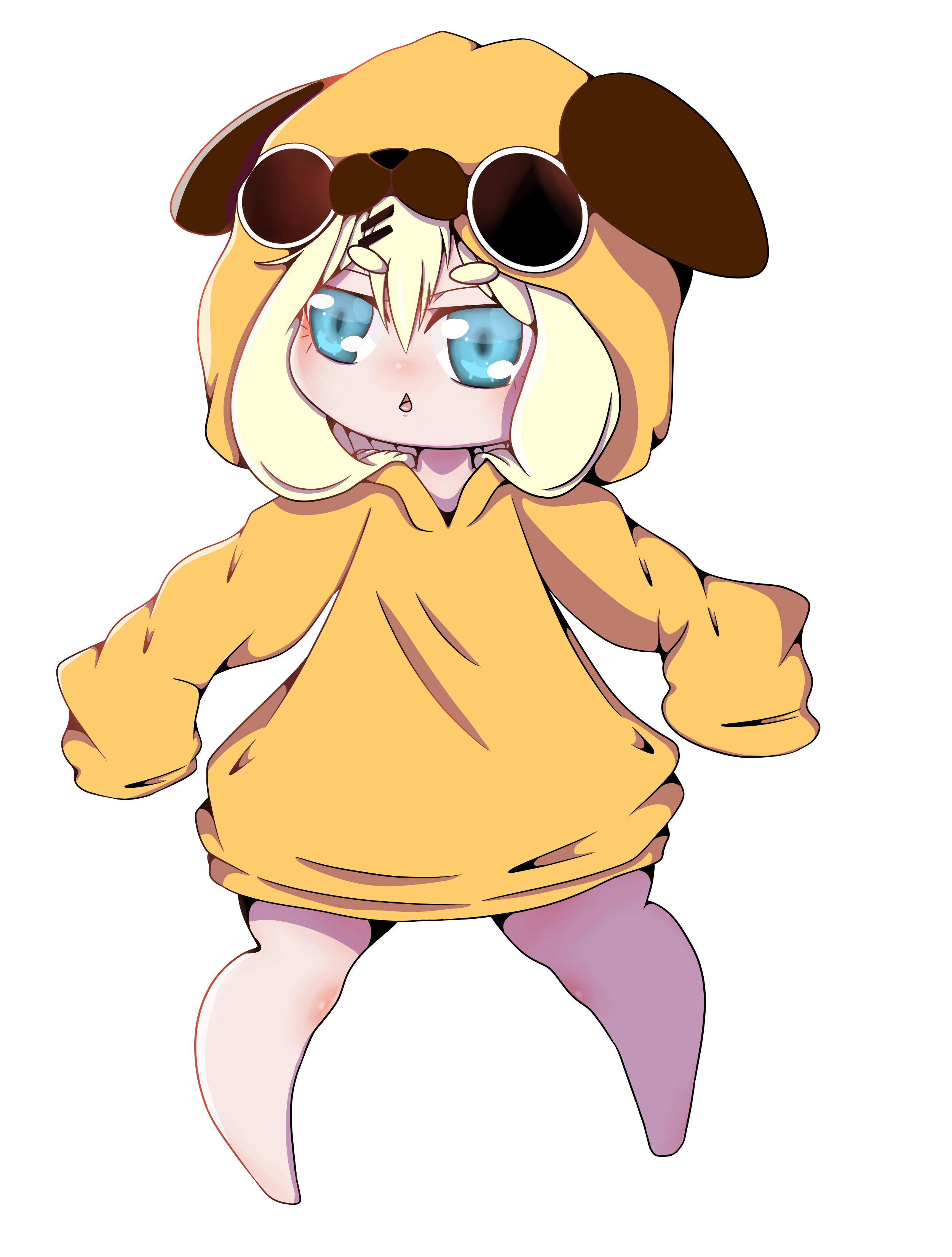 Full body of the pug girl